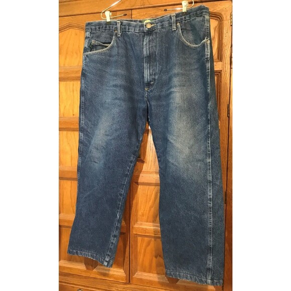 Cabela's Blue Jeans Men's Size 42x28 Brown Flannel Lined Relaxed Denim High Rise - Picture 2 of 12